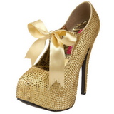 Gold Strass 14,5 cm Burlesque TEEZE-04R Plateau Damen Pumps Schuhe