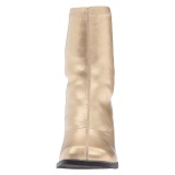 Gold kunstleder 7,5 cm GOGO-150 stretch ankel boots mit blockabsatz