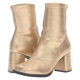 Gold kunstleder 7,5 cm GOGO-150 stretch ankel boots mit blockabsatz