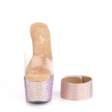 Gold rhinestone 18 cm BEJEWELED-712RS pleaser high heels with ankle cuff