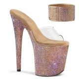 Gold rhinestone 20 cm BEJEWELED-812RS pleaser high heels with ankle cuff