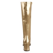 Goldene stiefel blockabsatz 7,5 cm vinylleder - 70er jahre hippie disco kniehohe boots gogo