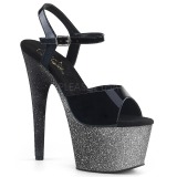 Grau 18 cm ADORE-709OMBRE glitter plateau sandaletten