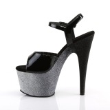 Grau 18 cm ADORE-709OMBRE glitter plateau sandaletten