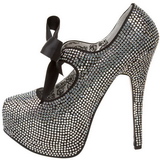 Grau Strass 14,5 cm Burlesque TEEZE-04R Plateau Damen Pumps Schuhe