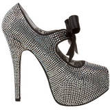 Grau Strass 14,5 cm Burlesque TEEZE-04R Plateau Damen Pumps Schuhe