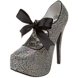 Grau Strass 14,5 cm Burlesque TEEZE-04R Plateau Damen Pumps Schuhe