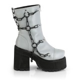 Grau Vegan 12 cm ASSAULT-66 lolita plateau stiefeletten mit blockabsatz