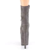 Grau faux suede 20 cm FLAMINGO-1020FS pole dance ankle boots