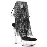 Gray 15 cm DELIGHT-1017RSF fringe ankle boots high heels