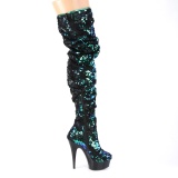 Green Sequins 15 cm DELIGHT-3004 Pleaser Overknee Boots