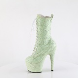 Green glitter 18 cm ADORE-1040GR high heels ankle boots platform