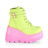 Green neon 5 cm SHAKER-52 cyberpunk platform ankle boots