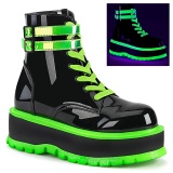 Green neon 5 cm SLACKER-52 cyberpunk platform ankle boots