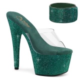 Grün 18 cm 712RS pleaser high heels mit knöchelmanschette strass plateau