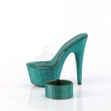 Grün 18 cm 712RS pleaser high heels mit knöchelmanschette strass plateau