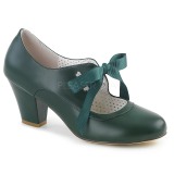 Grün 6,5 cm WIGGLE-32 retro vintage maryjane pumps mit blockabsatz