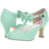 Grn 7,5 cm retro vintage FLAPPER-11 Pinup pumps mit niedrigem absatz