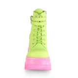 Grün neon 11,5 cm SHAKER-52 plateau stiefeletten - cyberpunk stiefeletten