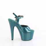 Grüne 18 cm ADORE-709GP glitter plateau high heels sandaletten