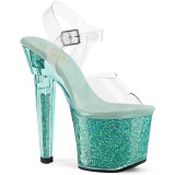 Grüne 18 cm LOVESICK-708SG glitter plateau high heels sandaletten
