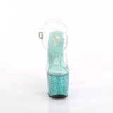 Grüne 18 cm LOVESICK-708SG glitter plateau high heels sandaletten