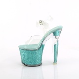 Grüne 18 cm LOVESICK-708SG glitter plateau high heels sandaletten