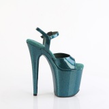 Grüne 20 cm FLAMINGO-809GP glitter plateau high heels sandaletten