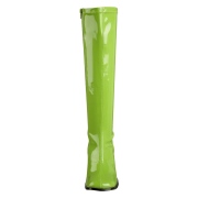 Grüne lackstiefel blockabsatz 7,5 cm - 70er jahre hippie disco kniehohe boots gogo