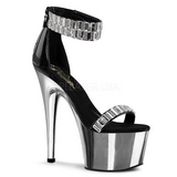 High Heels Glitzersteine 18 cm ADORE-769RS Chrome Plateau