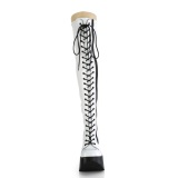 Hologram 13 cm DYNAMITE-300 Wedge Platform Thigh High Boots White