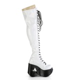 Hologram 13 cm DYNAMITE-300 Wedge Platform Thigh High Boots White