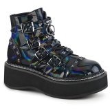 Hologram 5 cm DemoniaCult EMILY-315 goth ankle boots with buckles