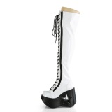 Hologramm 13 cm DYNAMITE-300 Overknee stiefel mit wedge plateau weisse