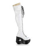 Hologramm 13 cm DYNAMITE-300 Overknee stiefel mit wedge plateau weisse