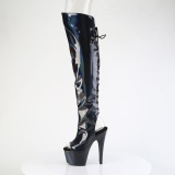 Hologramm 18 cm ADORE-3019HWR schwarze overknee stiefel mit schnürung