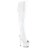 Hologramm 18 cm ADORE-3019HWR weisse overknee stiefel mit schnürung