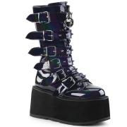 Hologramm 9 cm DAMNED-225-2 plateau damenstiefel mit schnalle