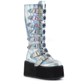 Hologramm 9 cm DAMNED-318 plateau damenstiefel mit schnalle