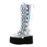 Hologramm 9 cm DAMNED-318 plateau damenstiefel mit schnalle