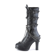 Kunstleder 10 cm CRYPTO-67 DemoniaCult damenstiefel mit schnalle