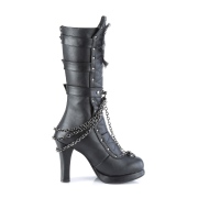 Kunstleder 10 cm CRYPTO-67 DemoniaCult damenstiefel mit schnalle