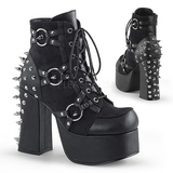 Kunstleder 11,5 cm DemoniaCult CHARADE-100 gothic stiefeletten mit nieten