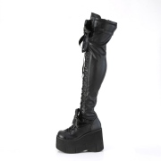 Kunstleder 11,5 cm KERA-303 overknee stiefel mit plateausohle