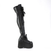 Kunstleder 11,5 cm KERA-303 overknee stiefel mit plateausohle