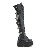 Kunstleder 11,5 cm SHAKER-350 Overknee stiefel mit wedge plateau