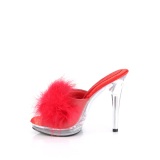 Kunstleder 12,5 cm GLORY-501F-8 Rote high heels mules mit federn