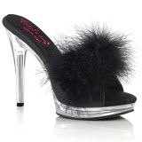 Kunstleder 12,5 cm GLORY-501F-8 Schwarze high heels mules mit federn