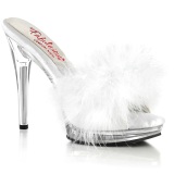 Kunstleder 12,5 cm GLORY-501F-8 Weisse high heels mules mit federn