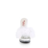 Kunstleder 12,5 cm GLORY-501F-8 Weisse high heels mules mit federn